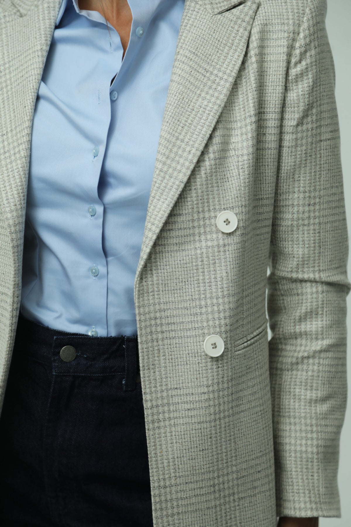 Roma Beige-Grey Check Wool Blazer 4
