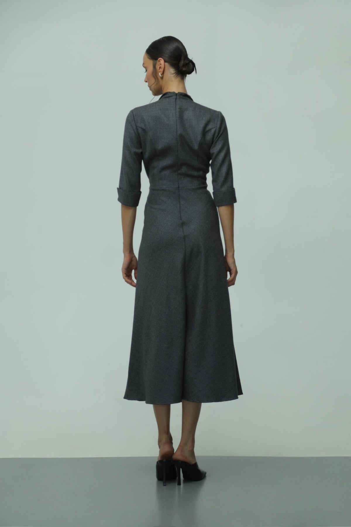 London Grey Wool Wrap Dress 4