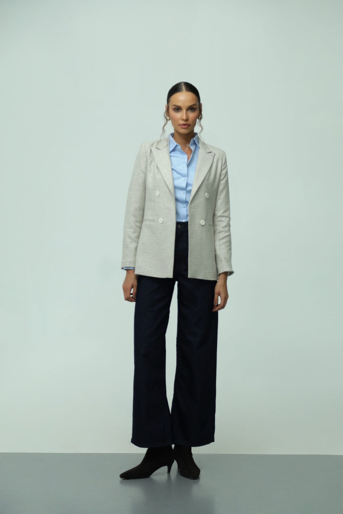 Roma Beige-Grey Check Wool Blazer 2