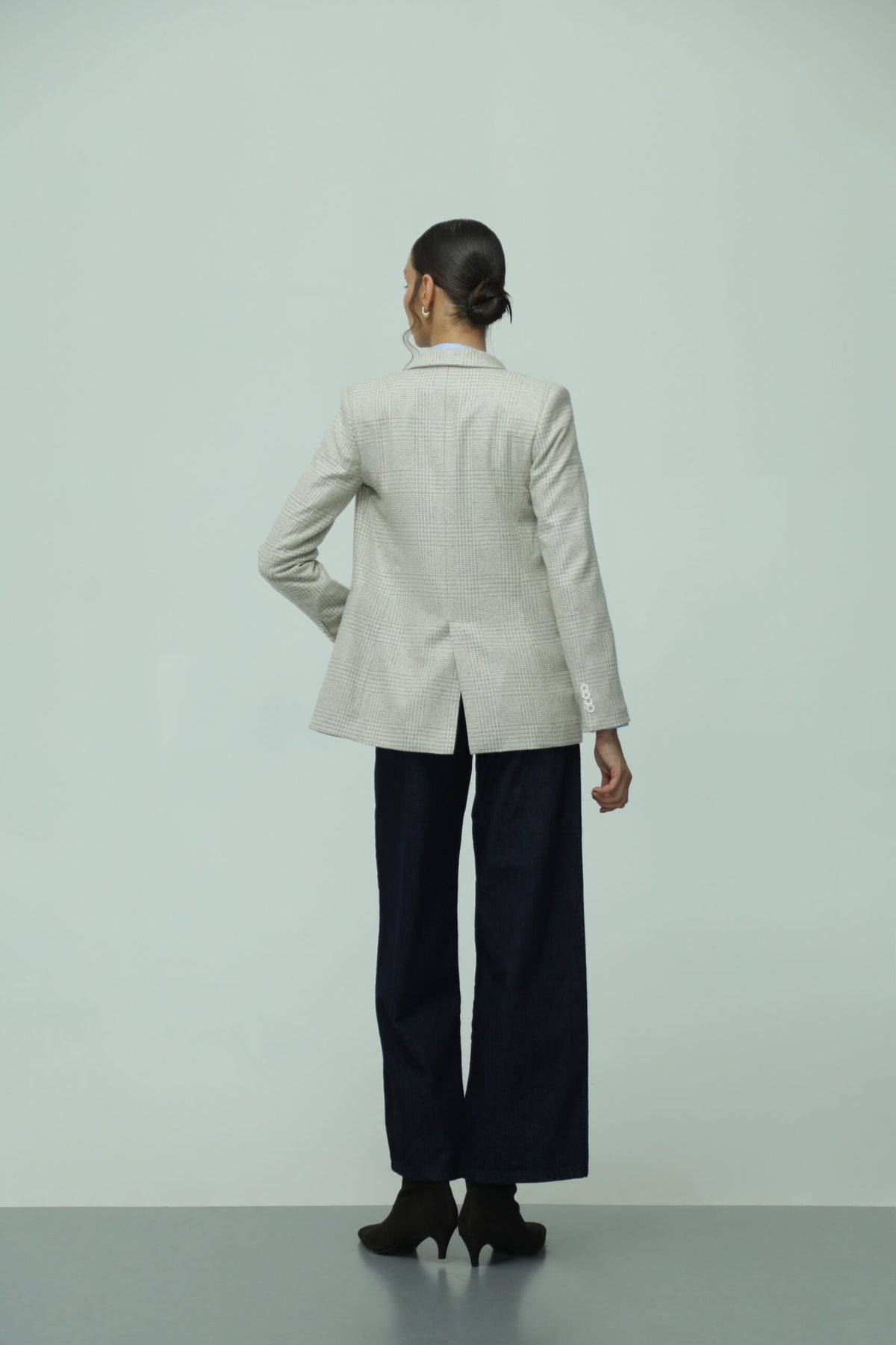 Roma Beige-Grey Check Wool Blazer 3
