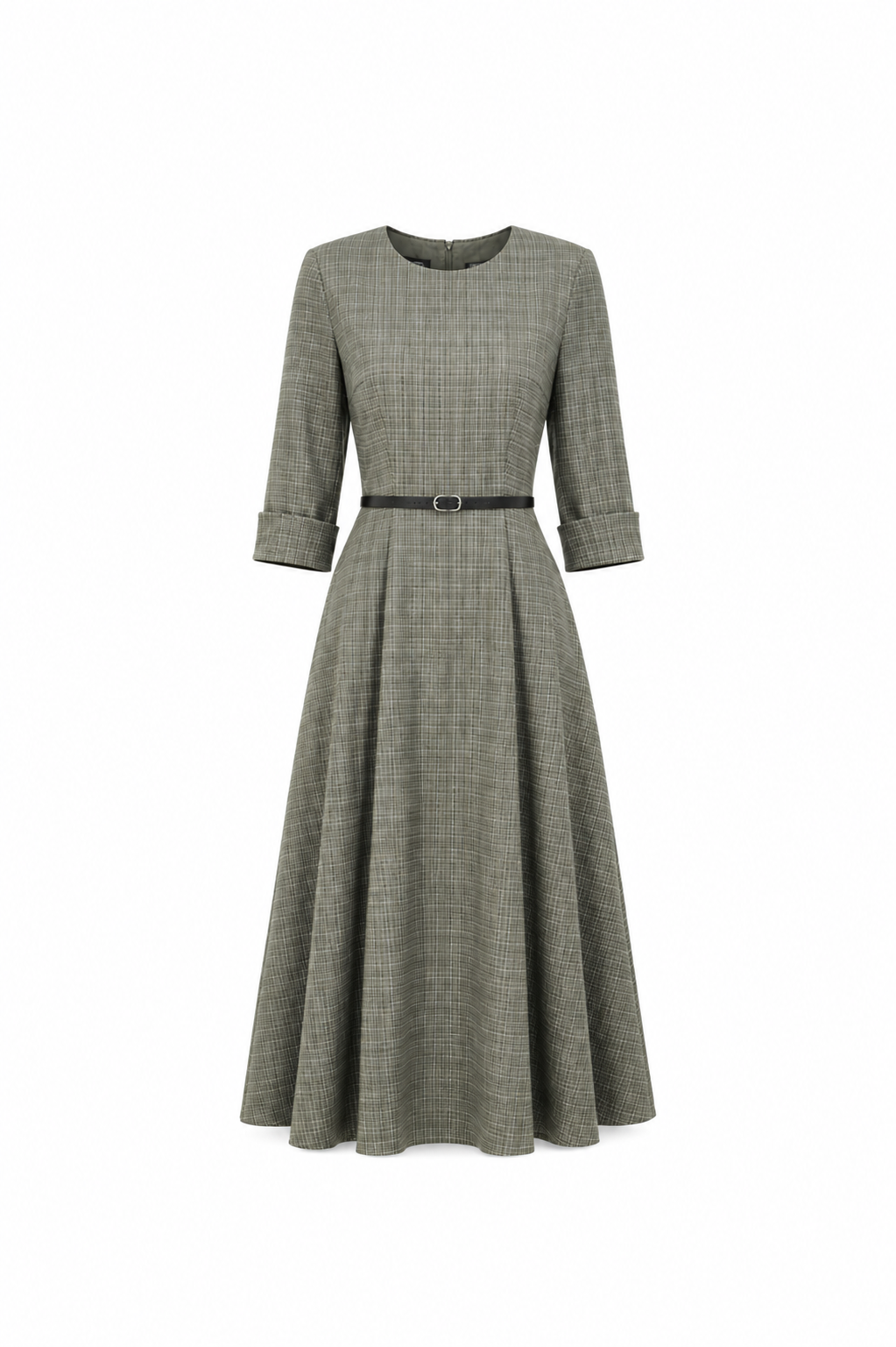 Alba Green Wool Midi Dress 1
