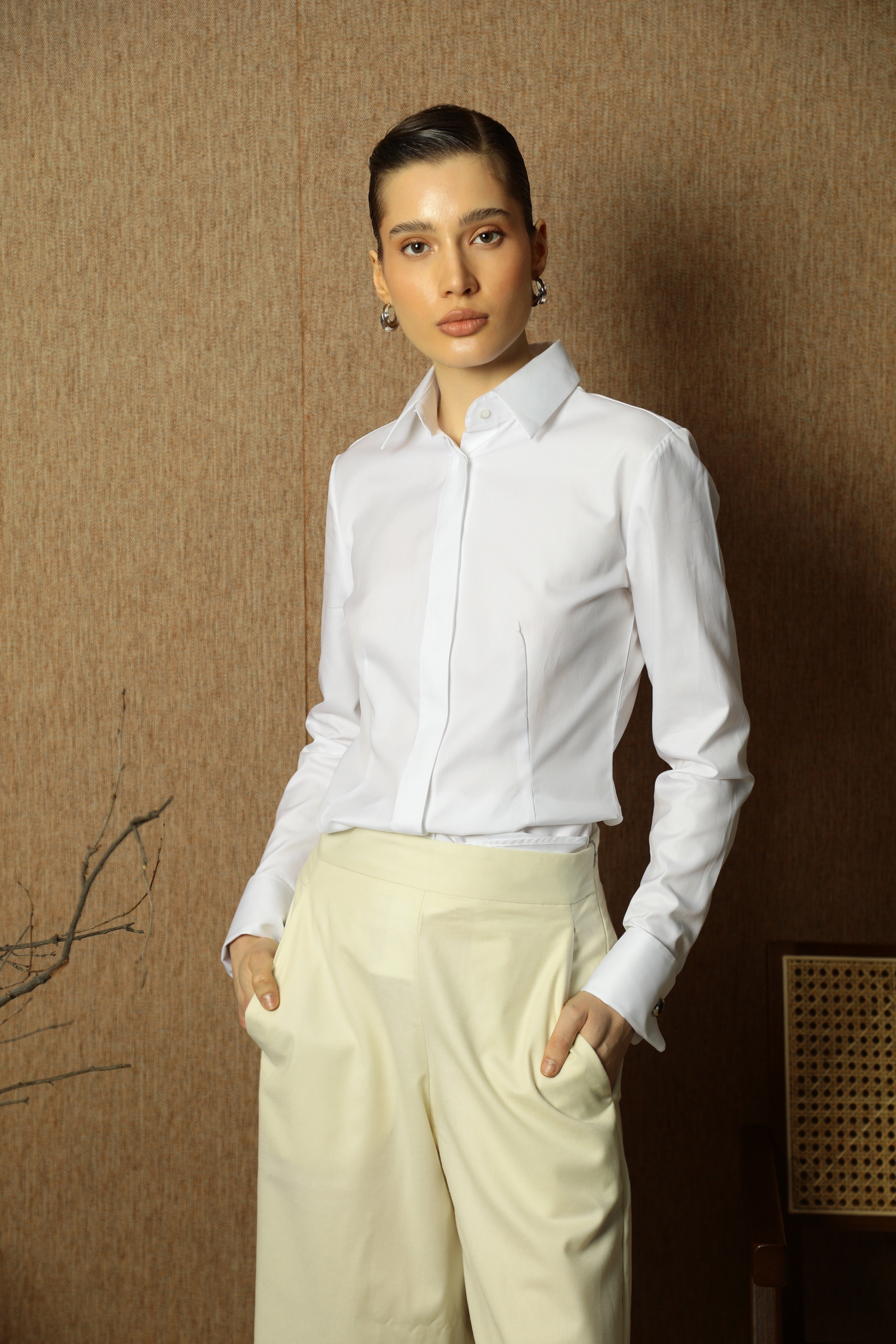 Beata White Shirt with Double Cuffs
