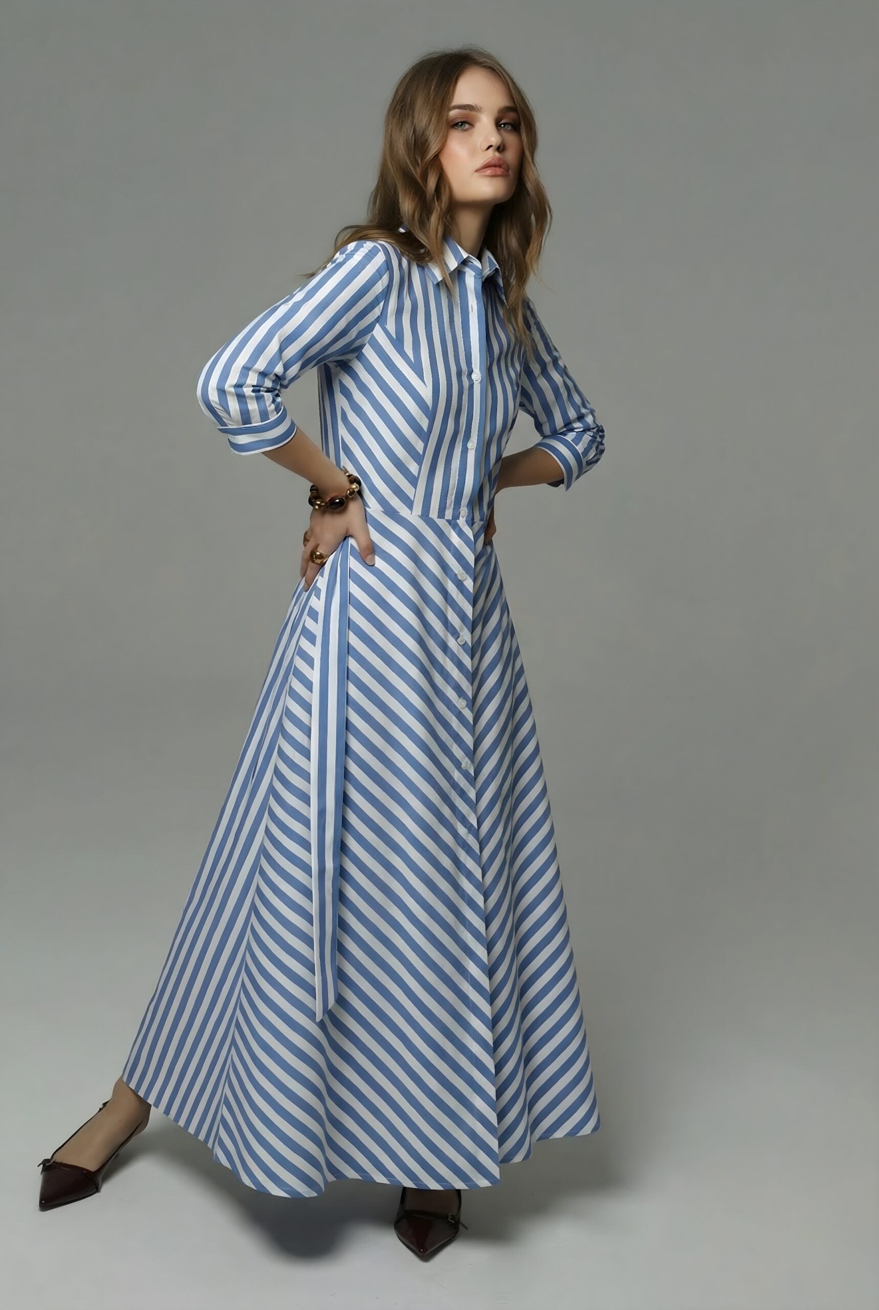 Blue Stripe Dress Duga Prugasta Plava Haljina 1