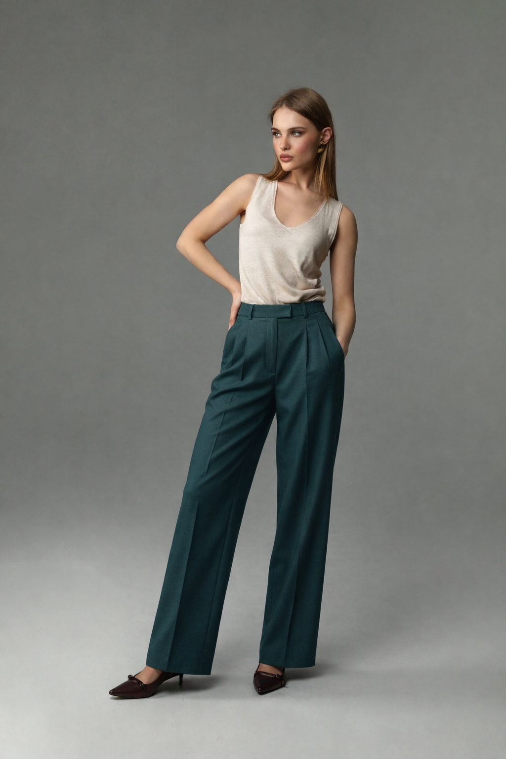 Carry Green želene Pantalone Sa Faltama