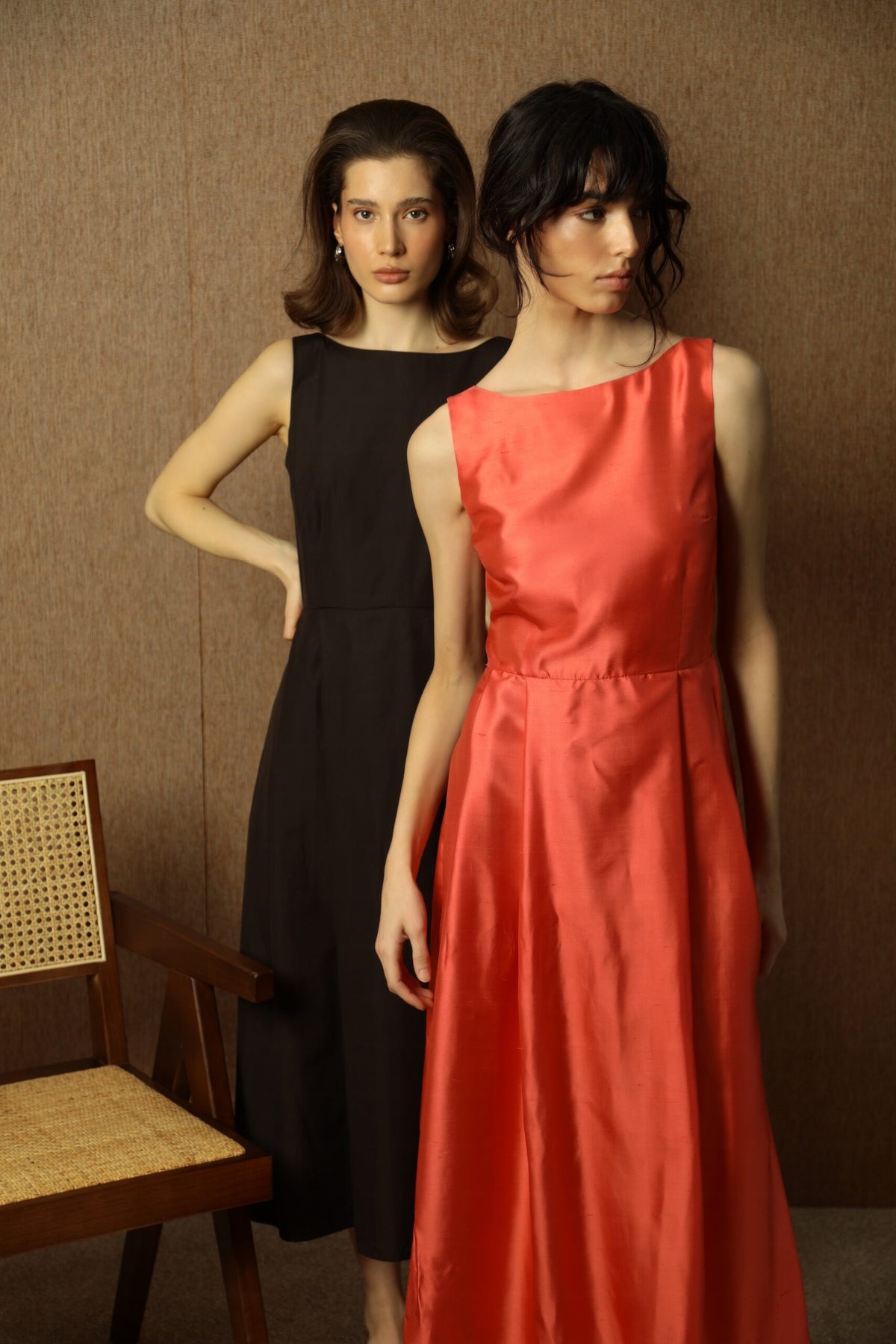 Charlotte Coral Silk Midi Dress 2