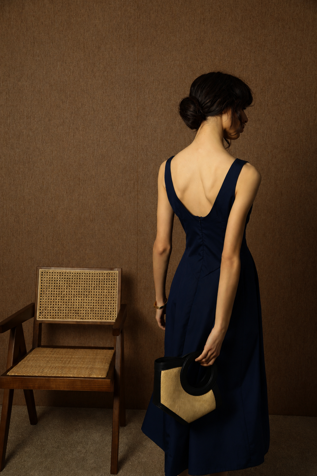 Charlotte Navy Cotton Midi Dress 2
