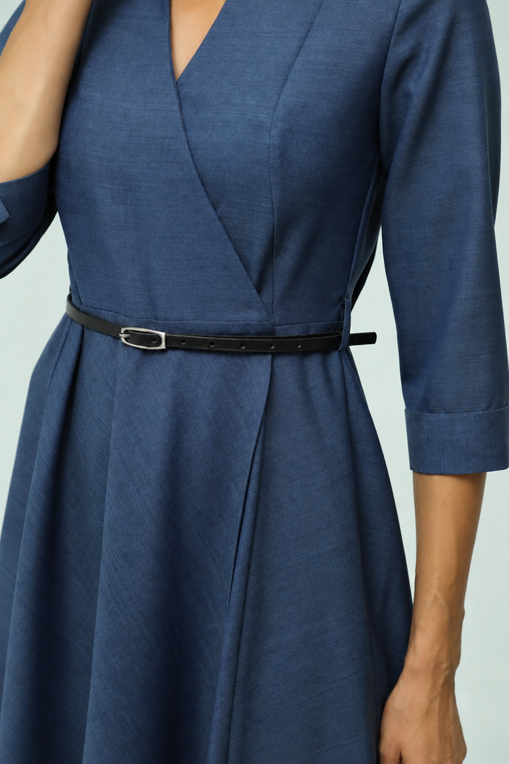 Eterna Blue Wool Maxi Dress 2