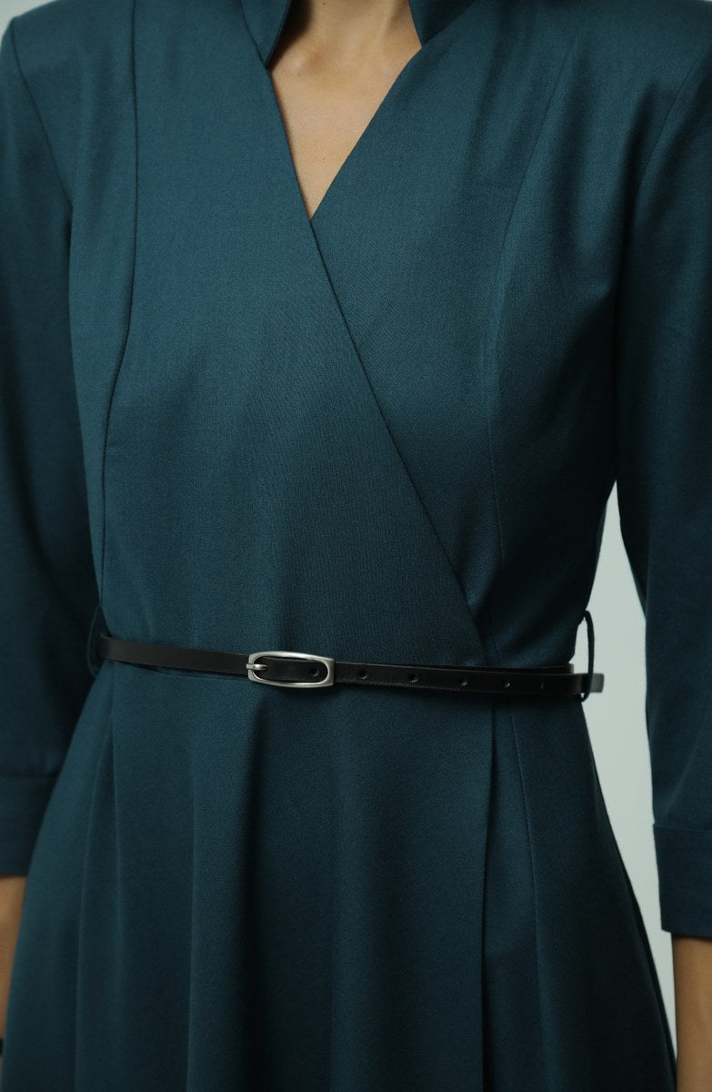 Eterna Green Wool Maxi Dress 5