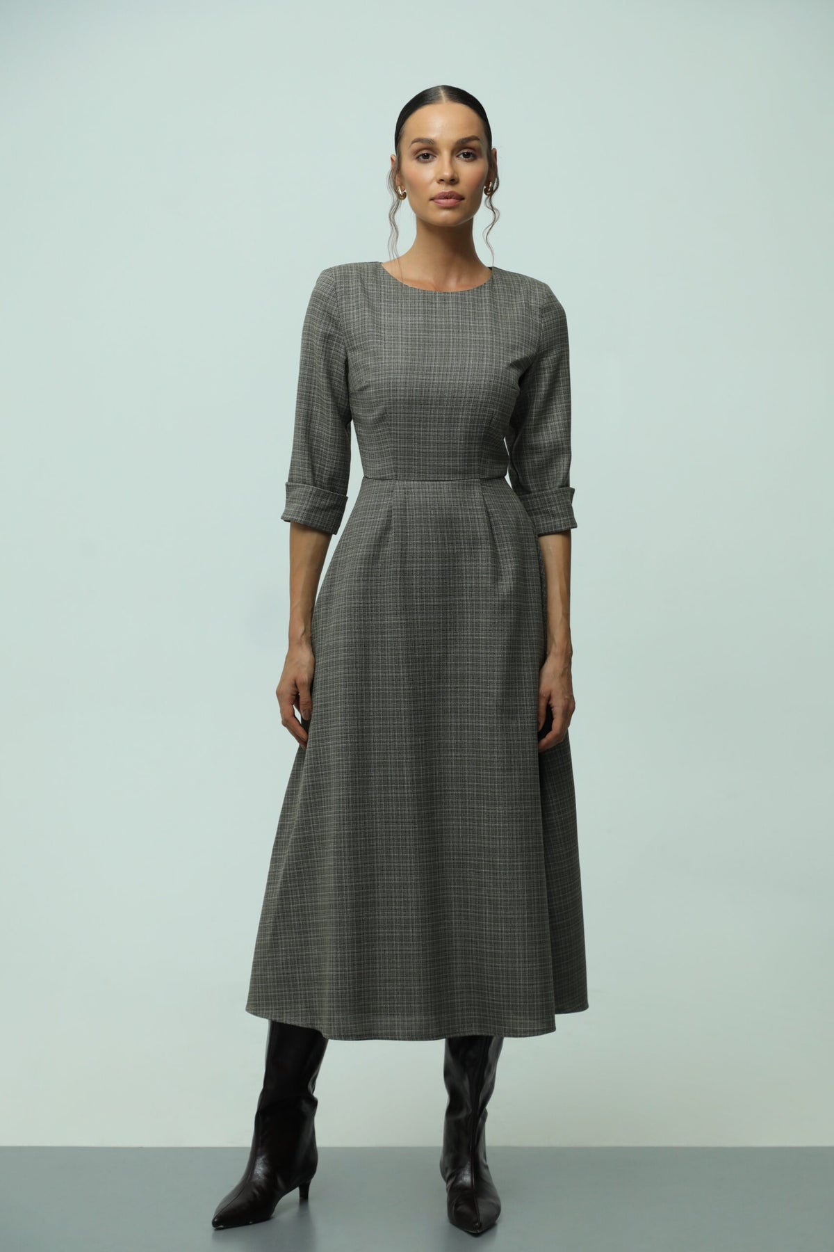Alba Green Wool Midi Dress 2