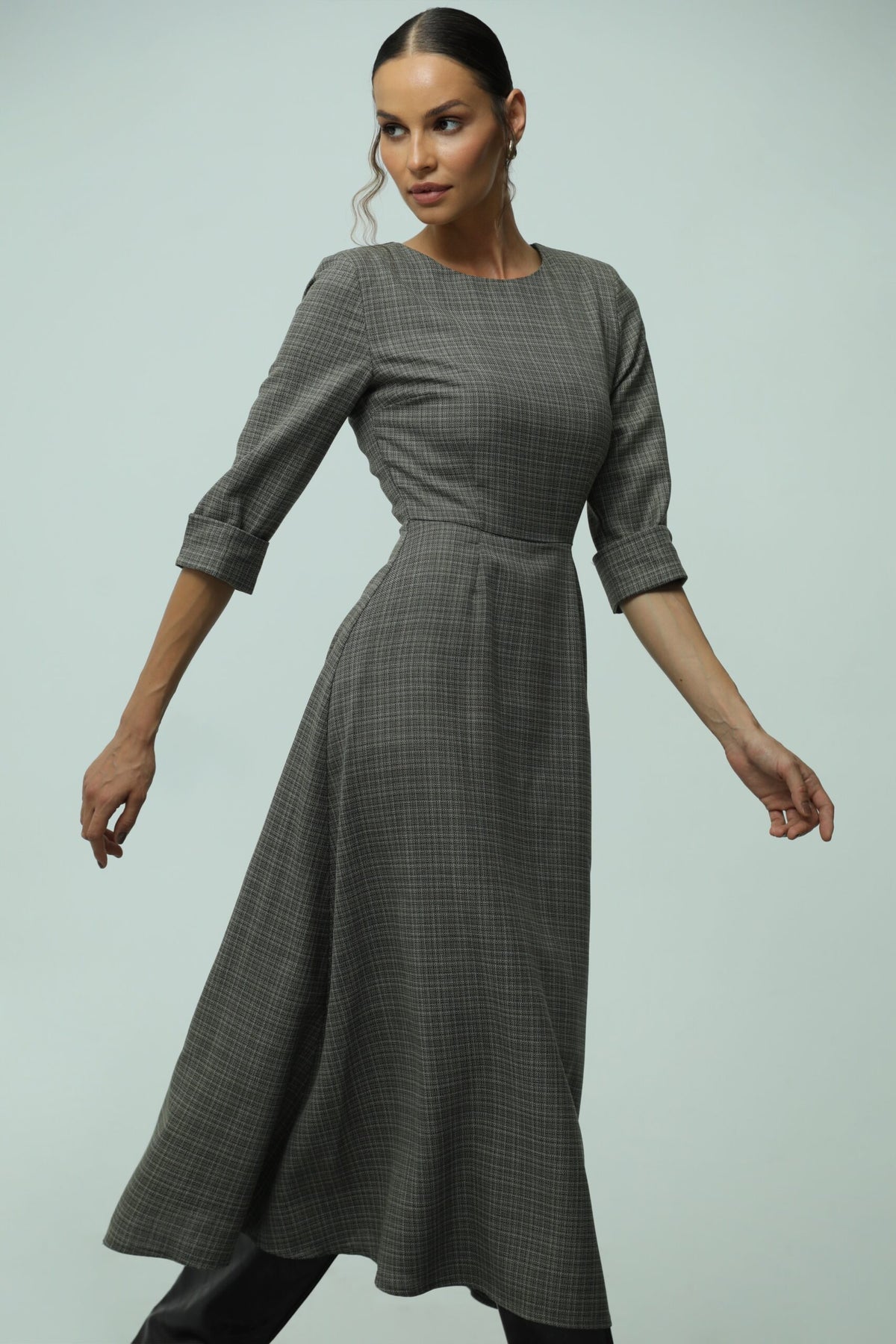 Alba Green Wool Midi Dress 3