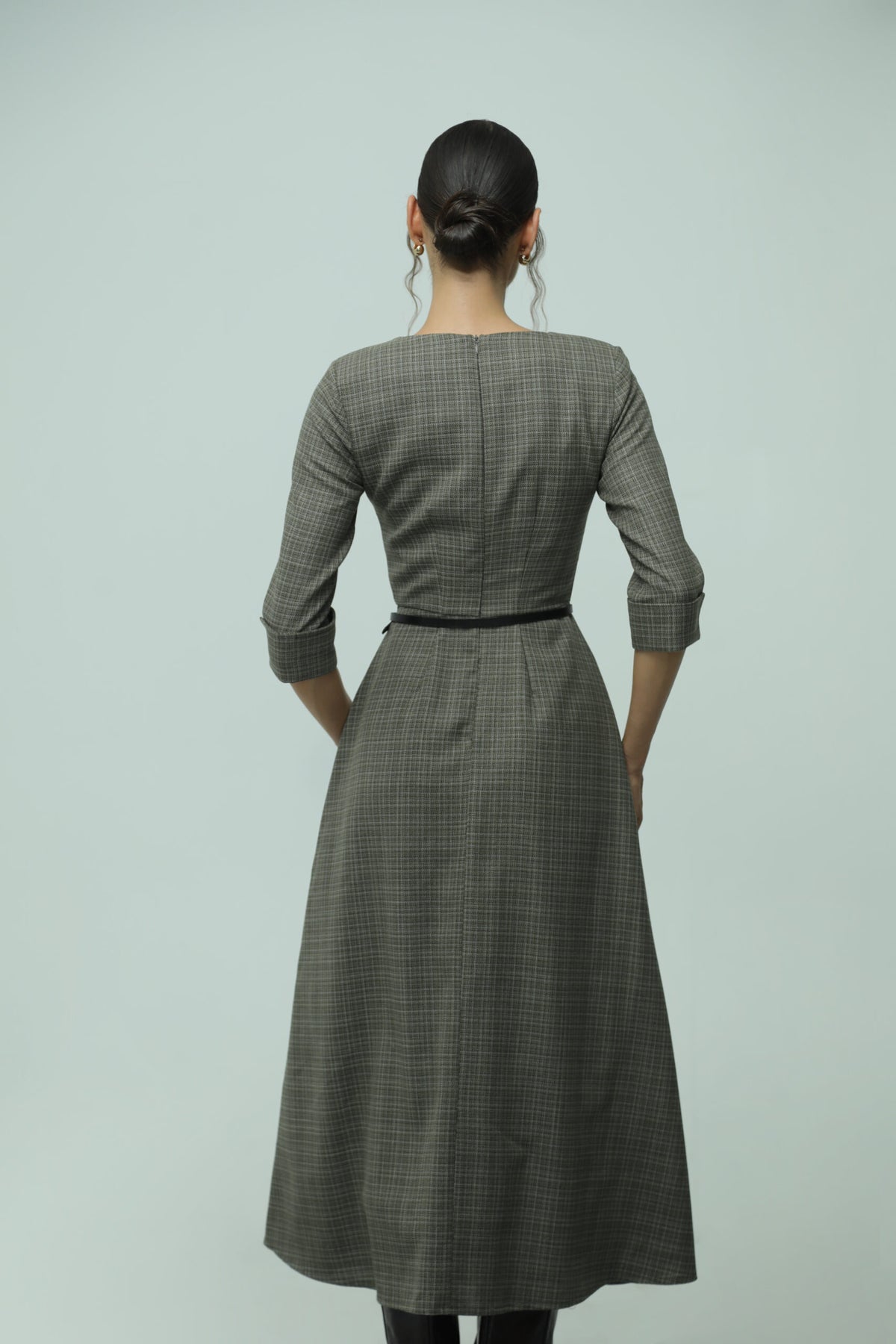 Alba Green Wool Midi Dress 4