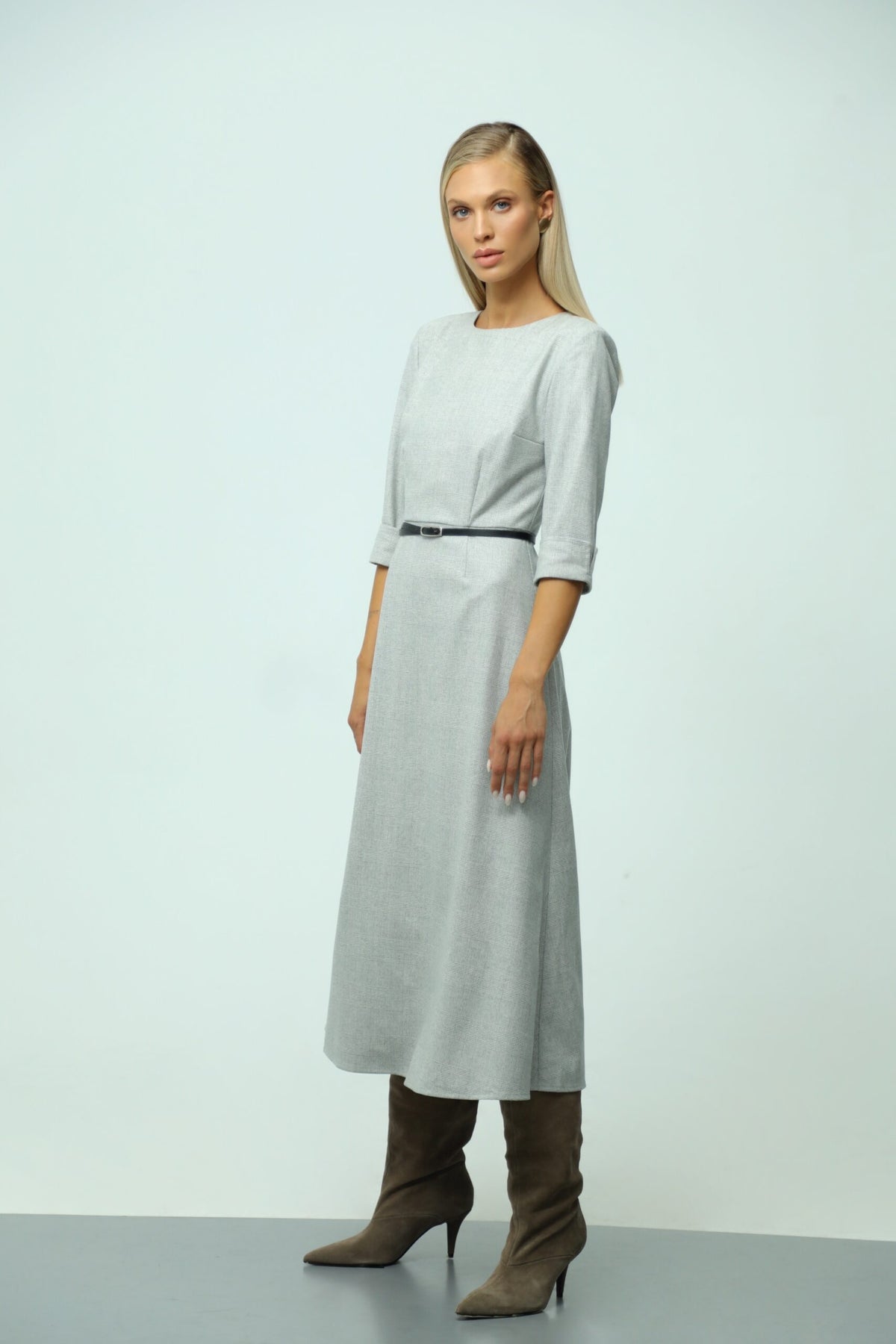Alba Grey Wool Midi Dress 4