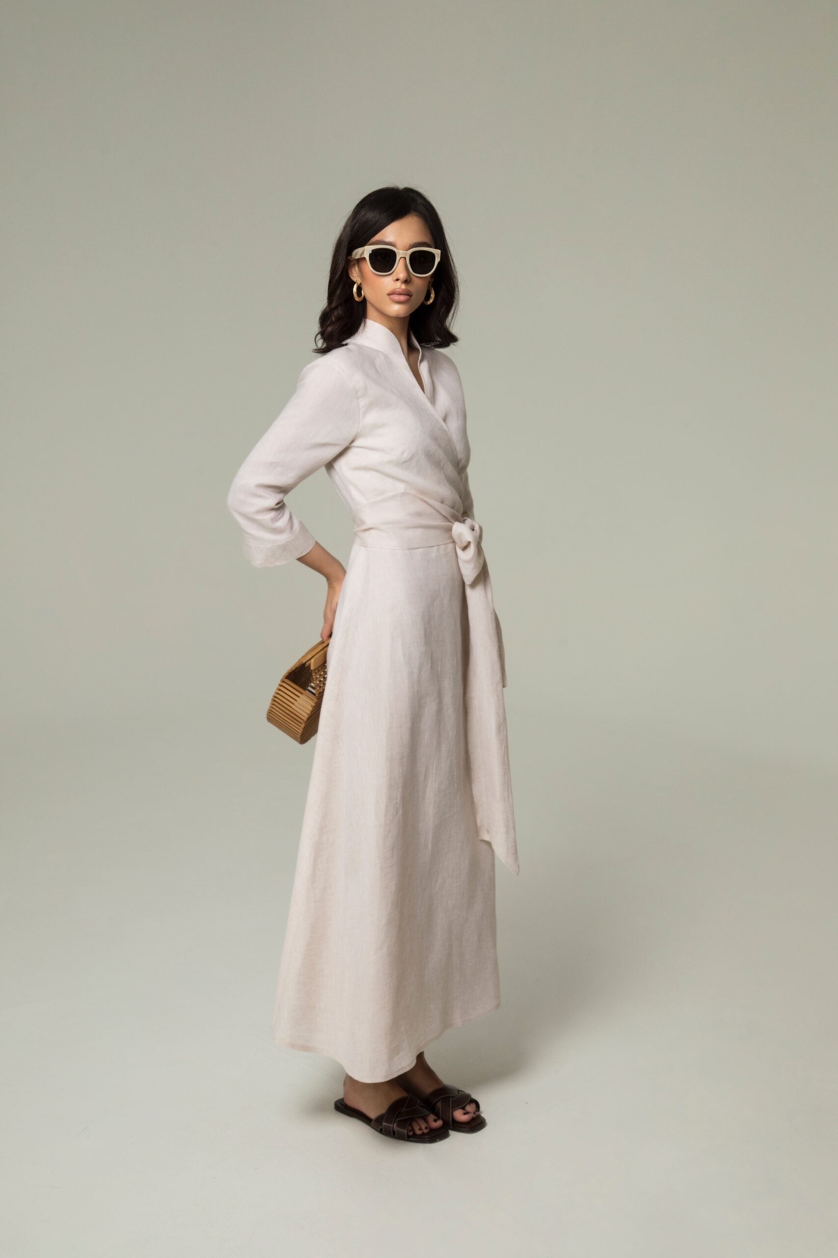 Lw Beige Dress Bež Haljina Na Preklop2