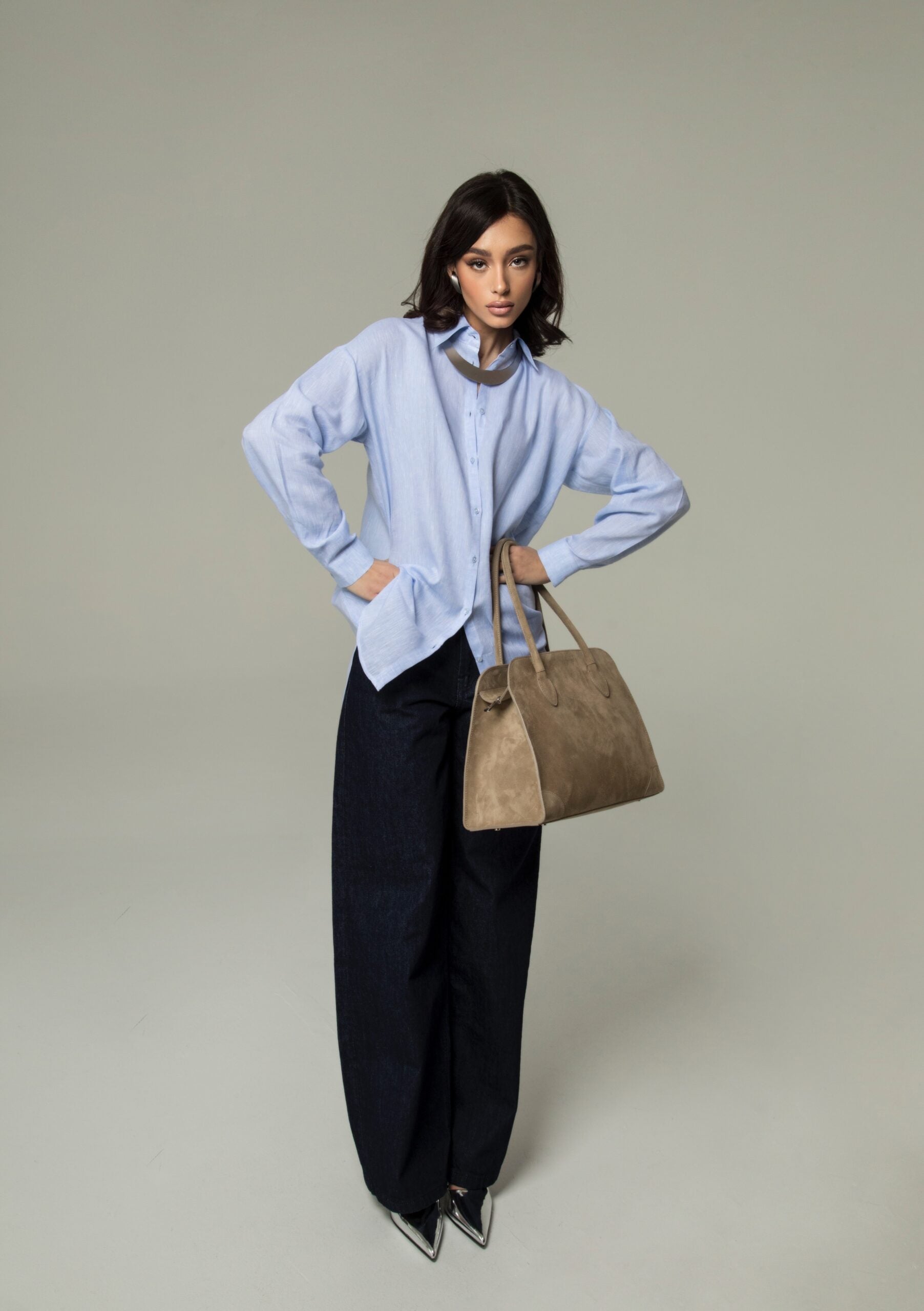 Lw Light Blue Shirt ženska Lanena Košulja2
