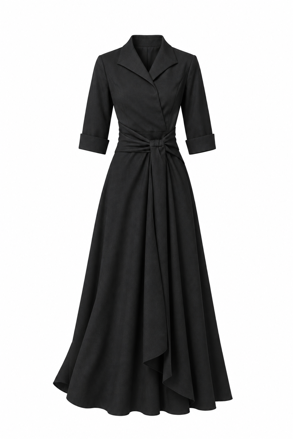 London Dark Grey Wool Wrap Dress 1