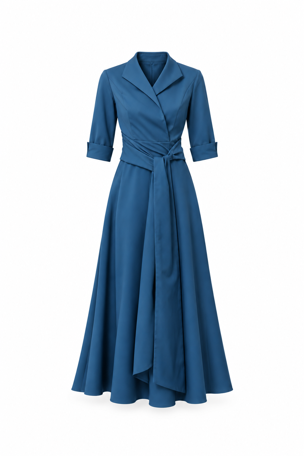 London Blue Wool Wrap Dress 1