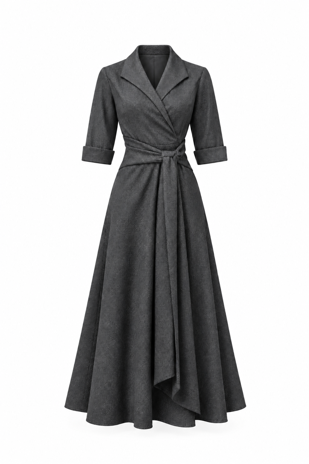 London Grey Wool Wrap Dress 1