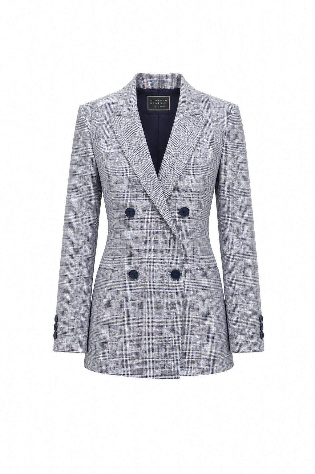 Madrid White-Blue Linen Blazer 1