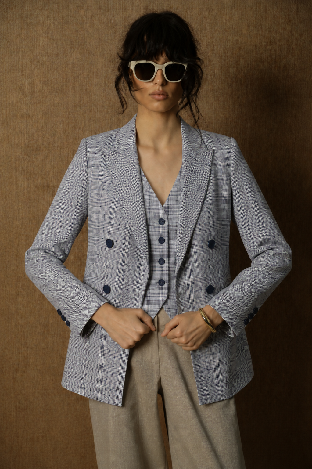 Madrid White-Blue Linen Blazer 2