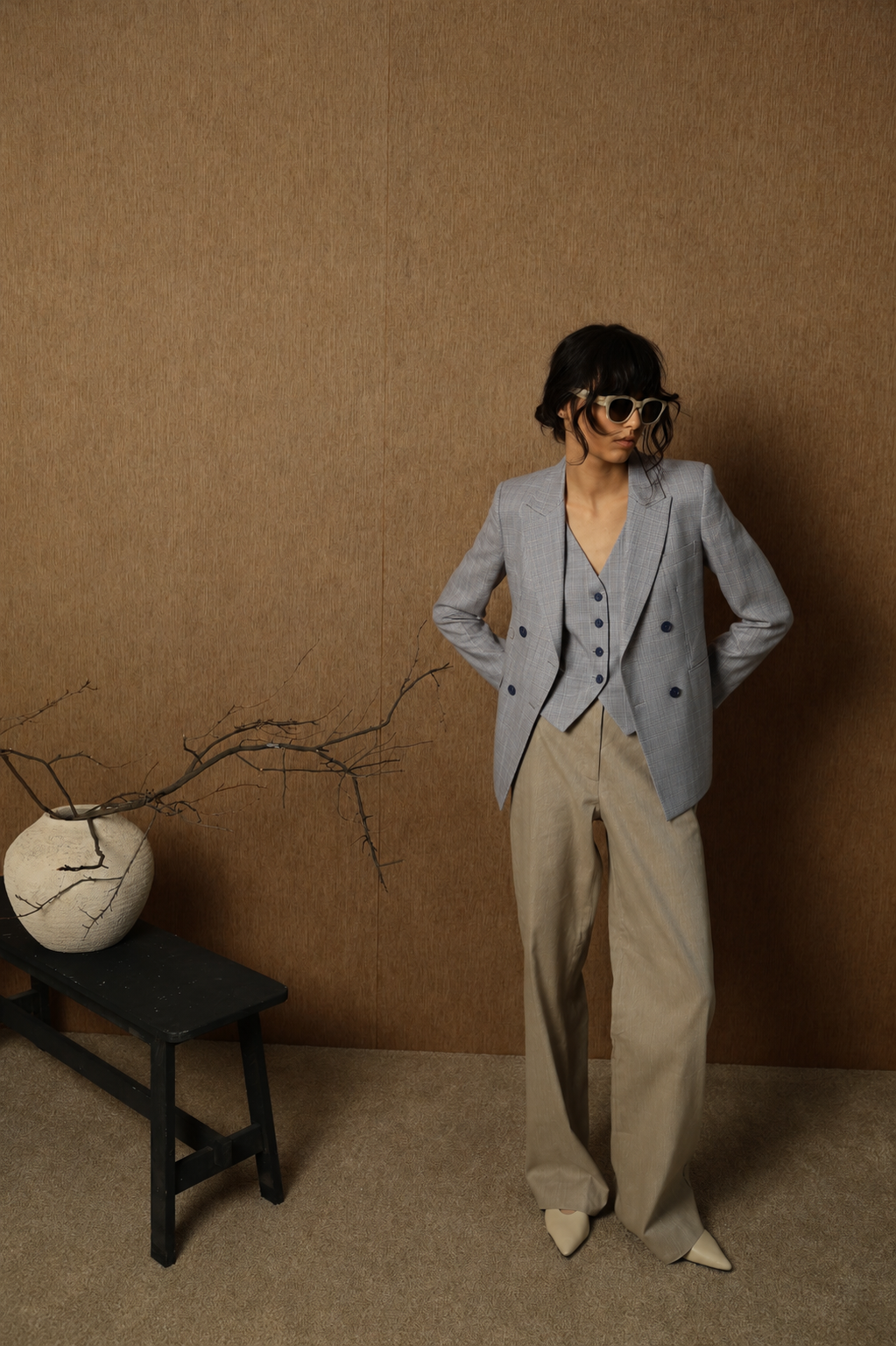 Madrid White-Blue Linen Blazer 3