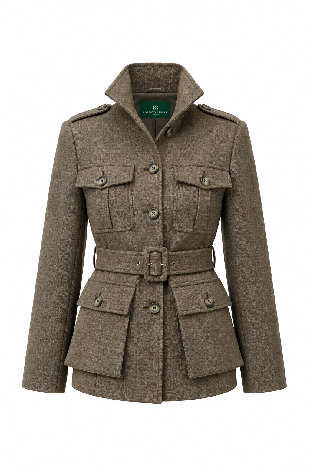 Marchesa Brown Wool Safari Jacket 1