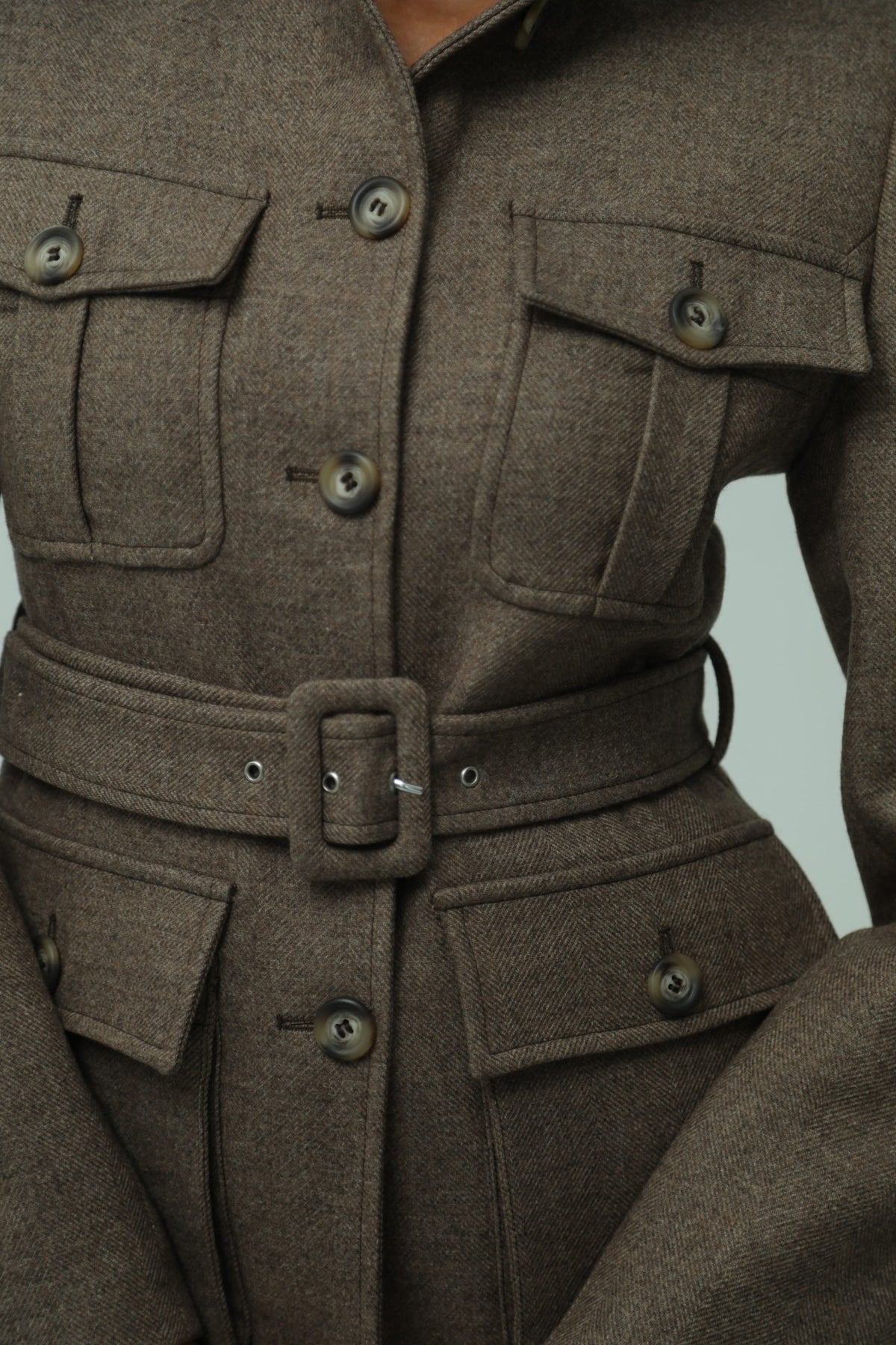 Marchesa Brown Wool Safari Jacket 4