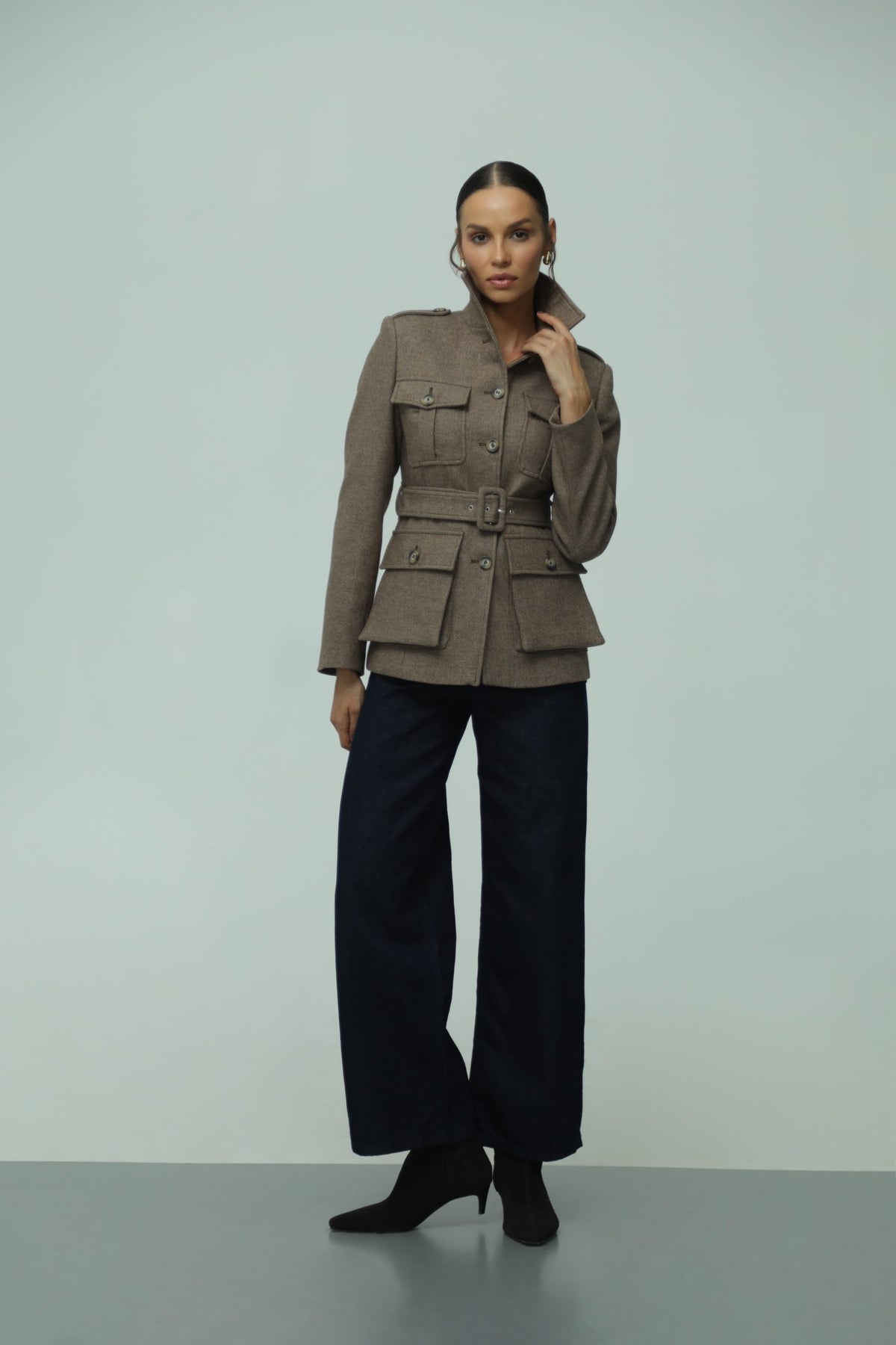 Marchesa Brown Wool Safari Jacket 3