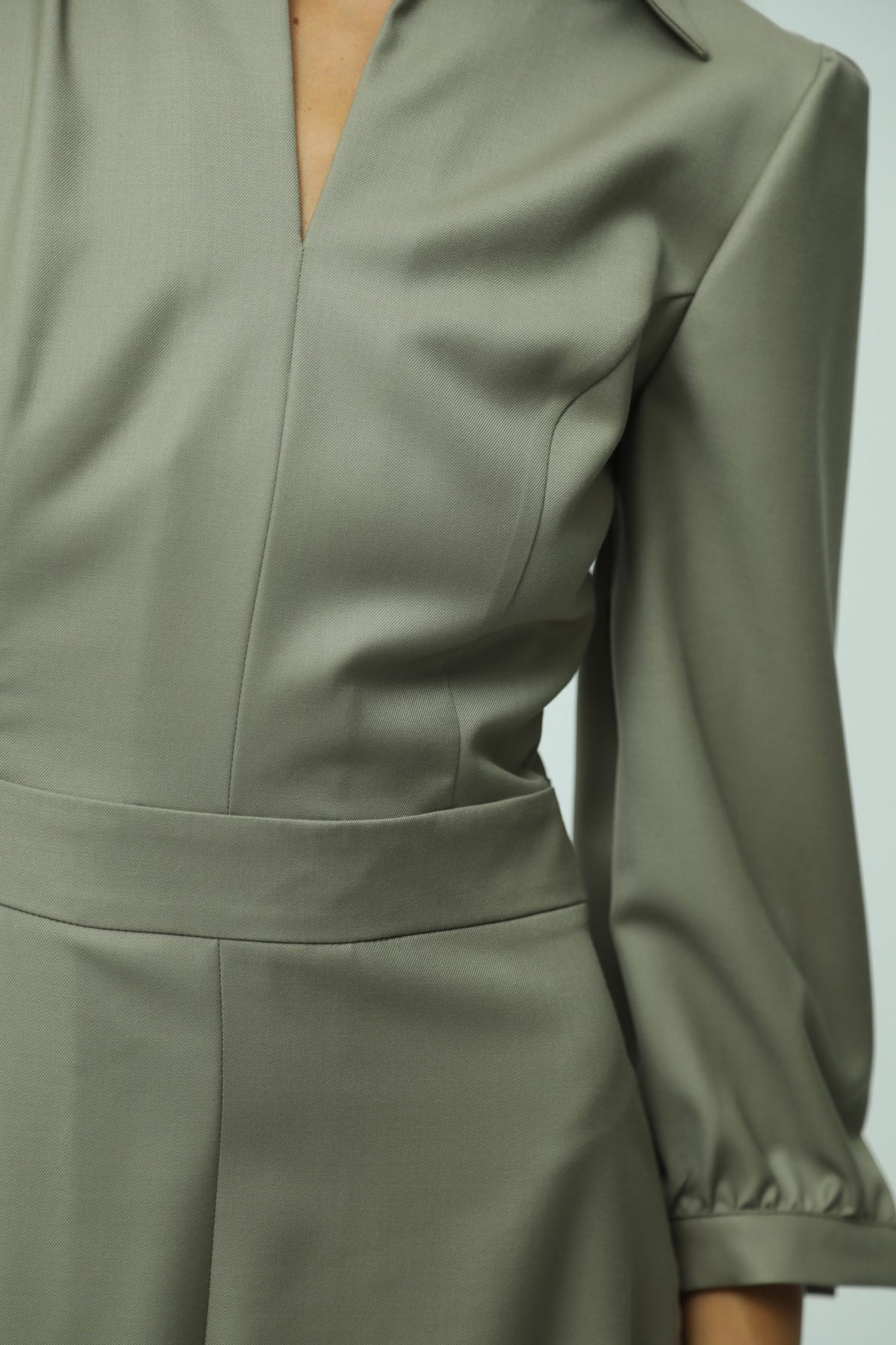 Melani Olive Wool Midi Dress 4
