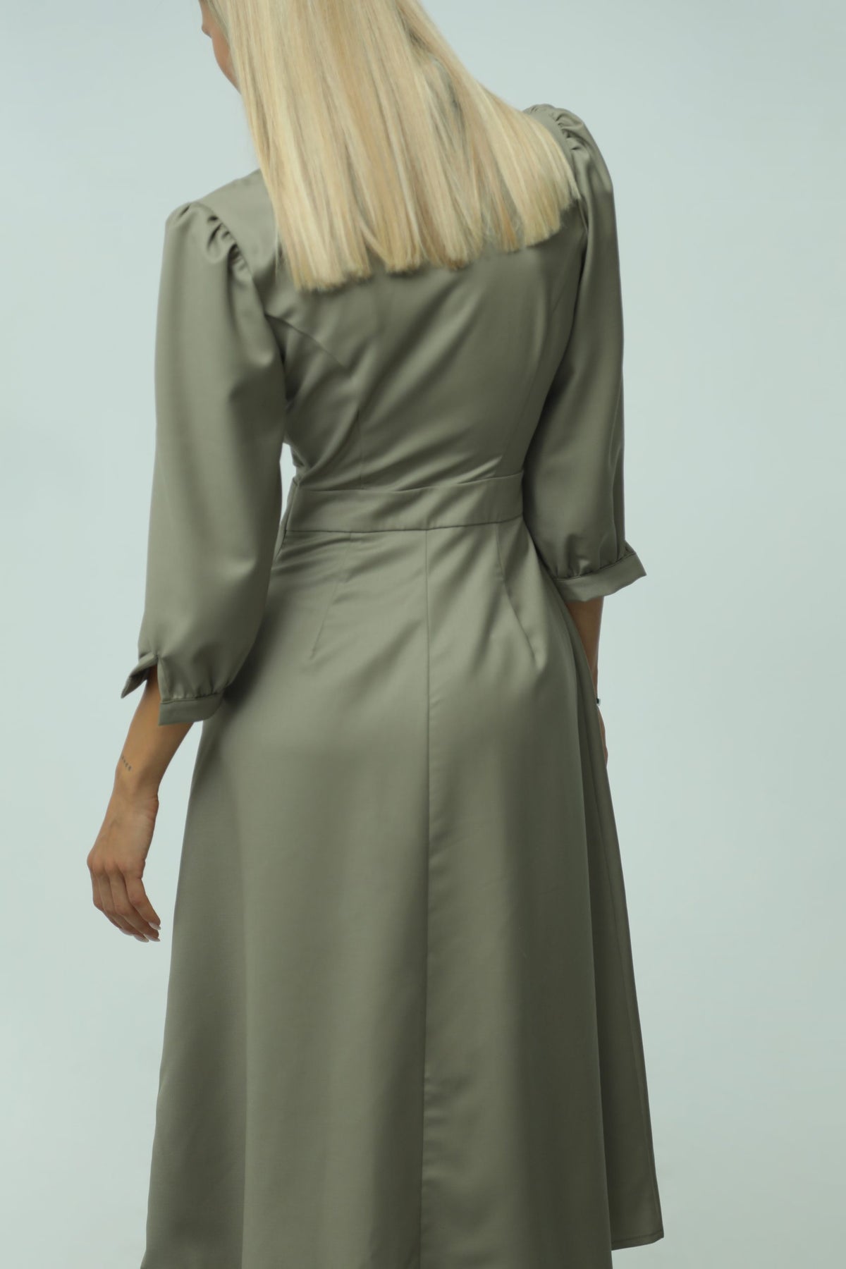 Melani Olive Wool Midi Dress 2