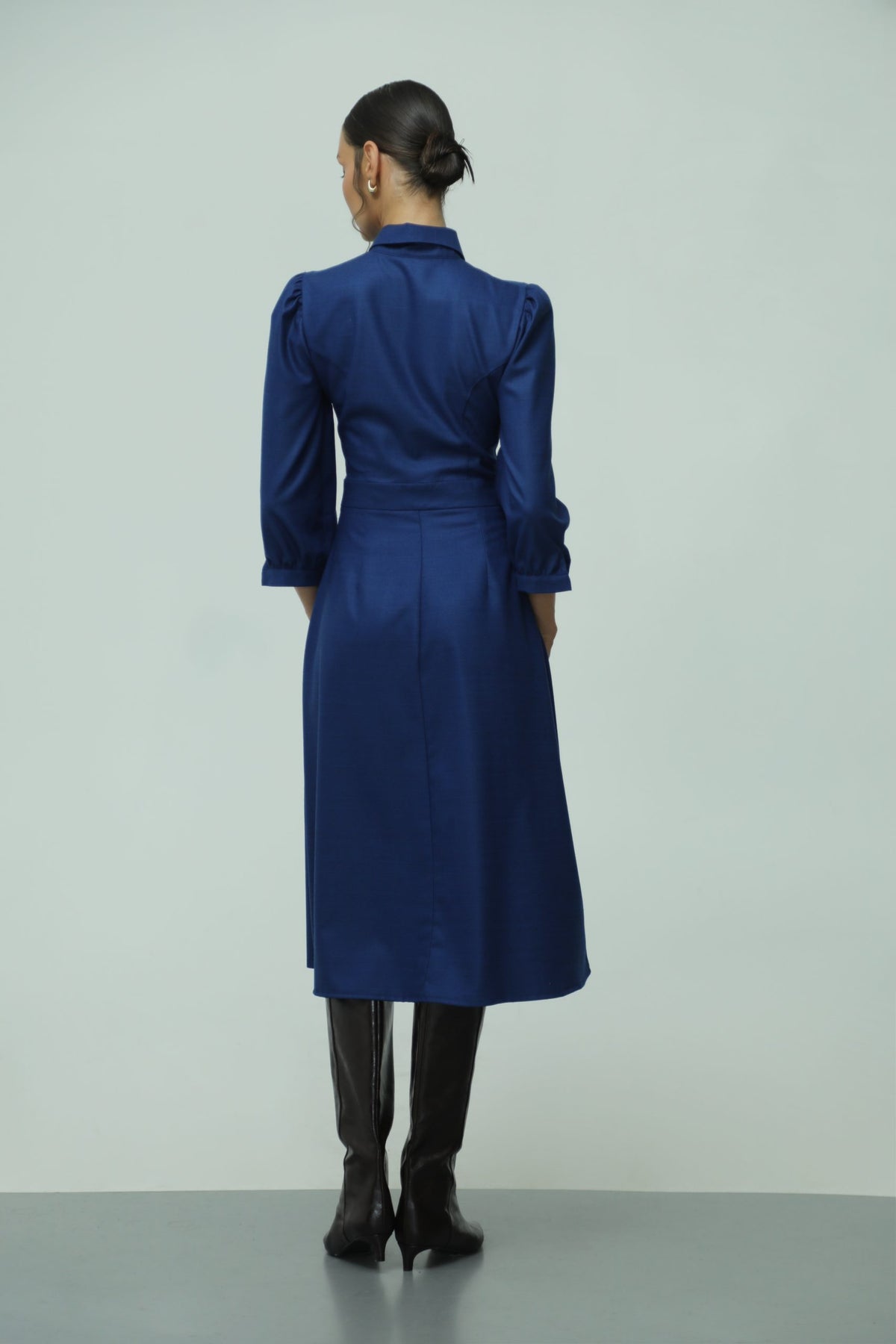 Melani Royal Blue Wool Midi Dress 3