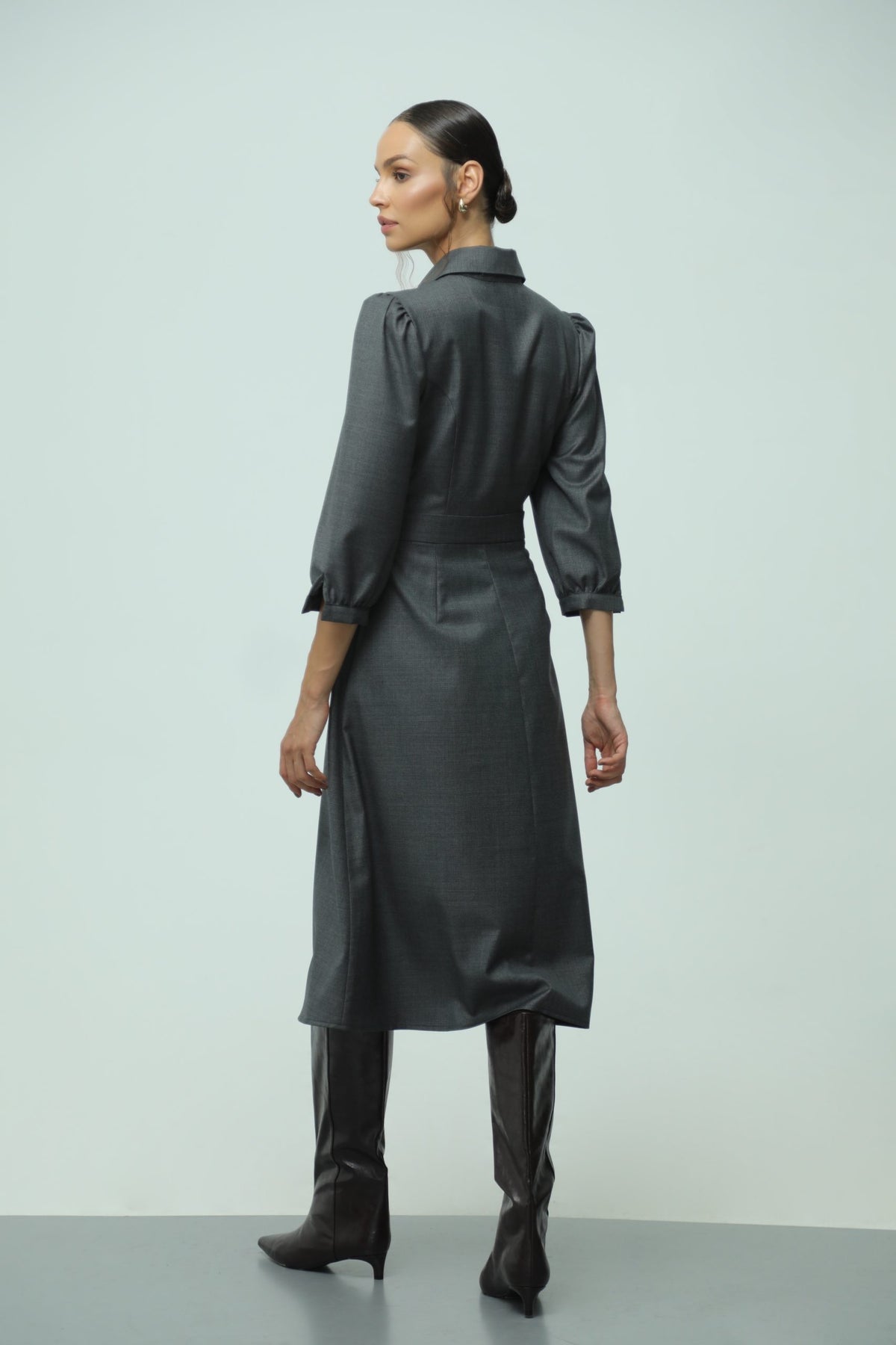 Melani Grey Wool Midi Dress 2