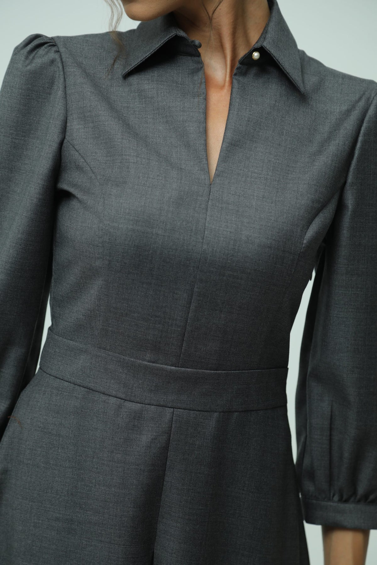Melani Grey Wool Midi Dress 4