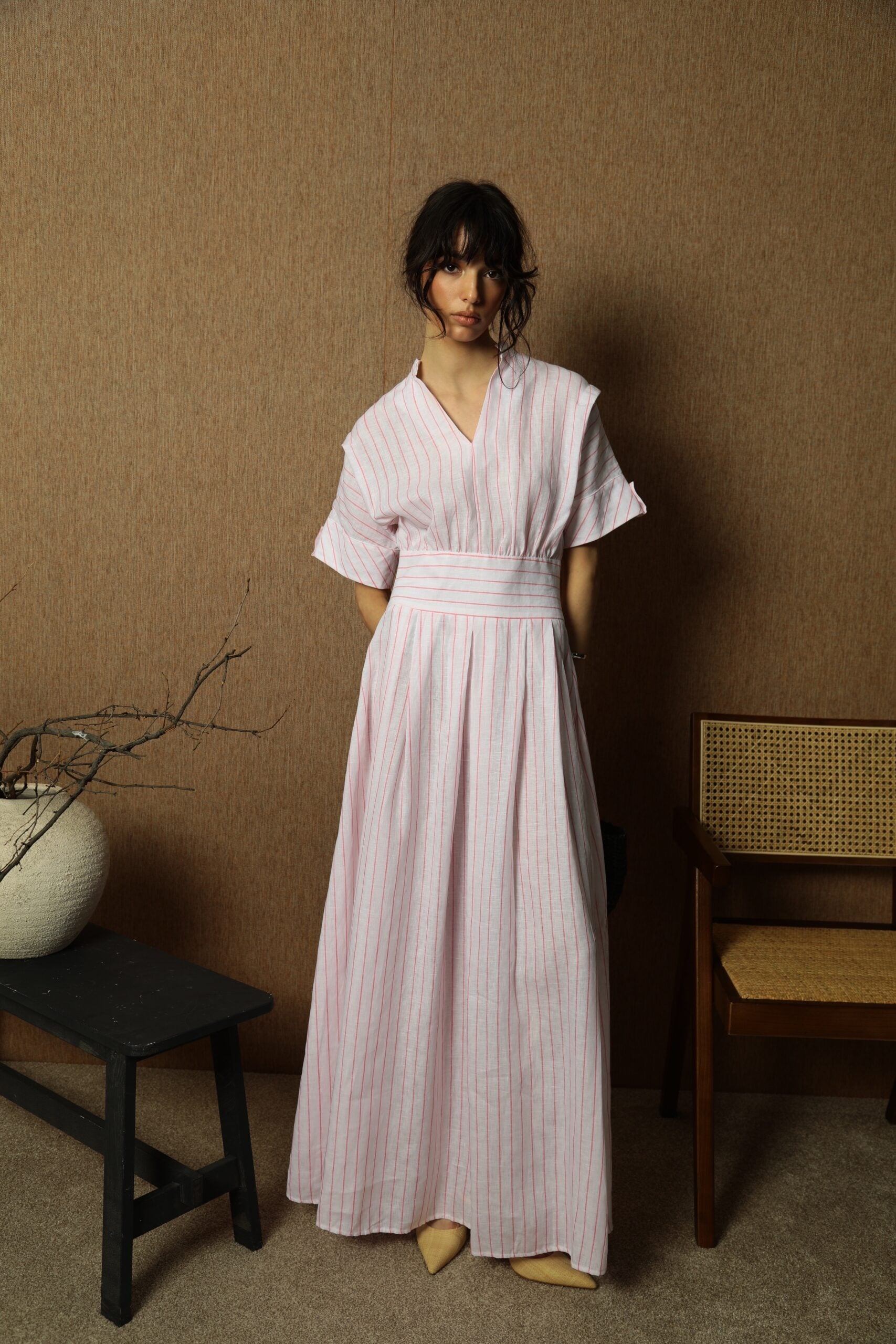 Montenegro Rose Stripes Long Striped Dress 1