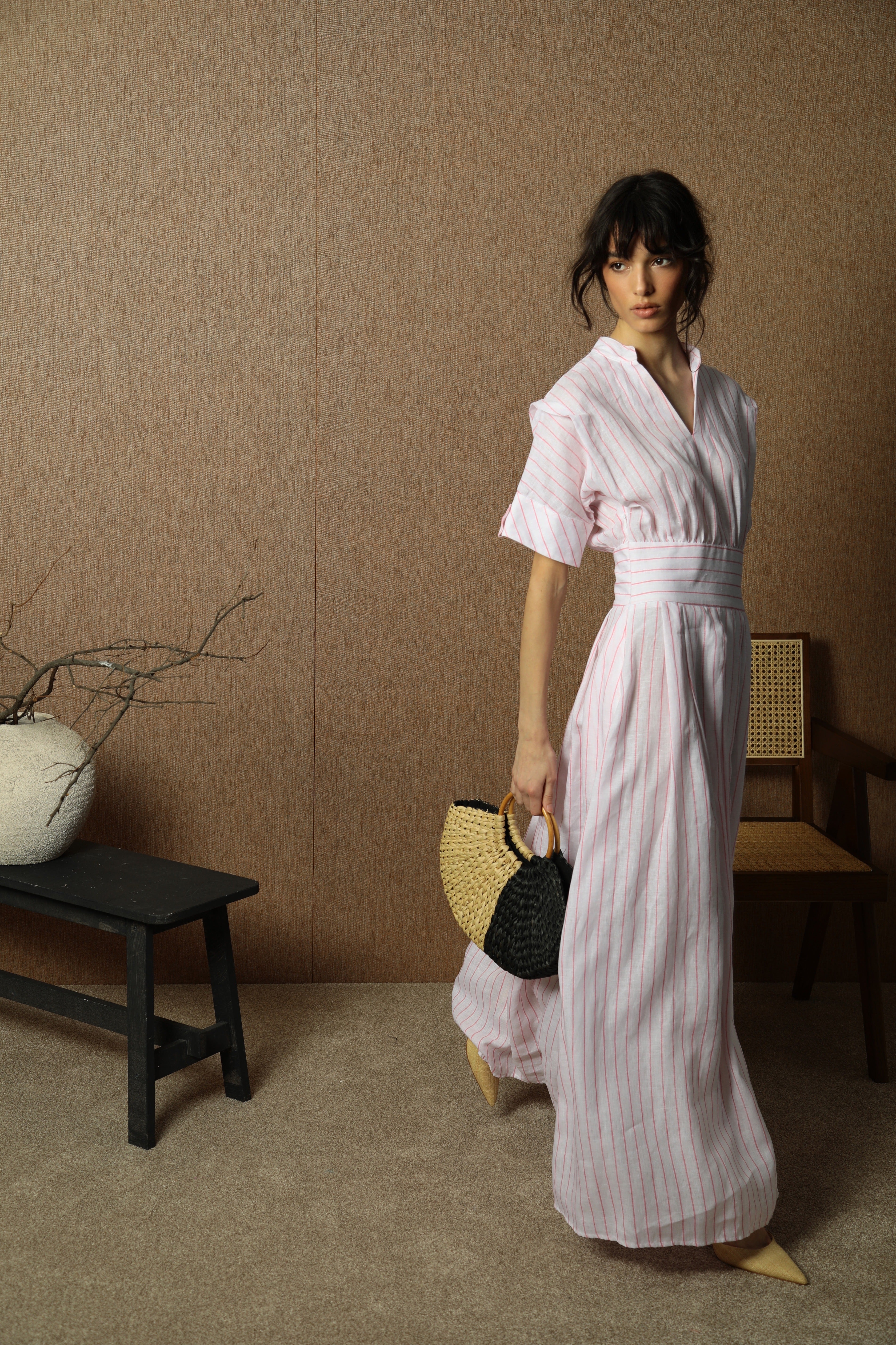 Montenegro Rose Long Striped Dress