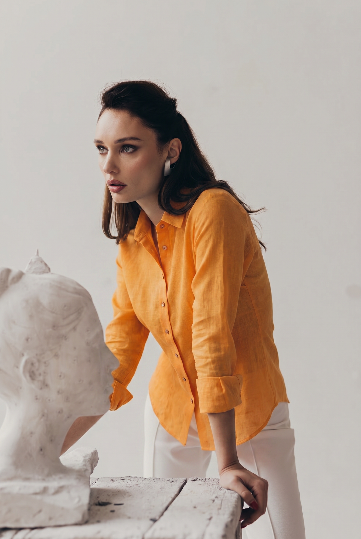 Linen Shirt in Orange 2