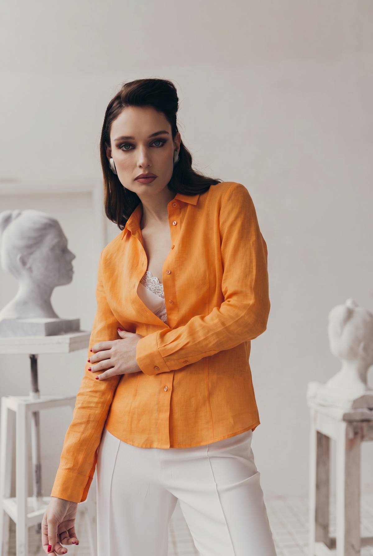 Linen Shirt in Orange 1