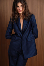 Navy Stripe Suit žensko Odelo 2