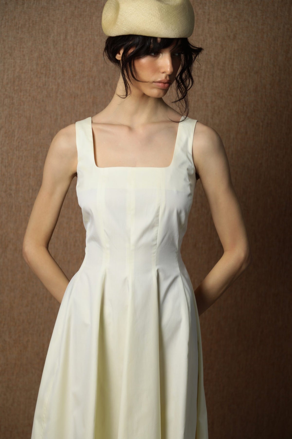 Paris Light Yellow Cotton Midi Dress 2