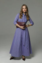 Purple Stripe Dress Duga Tamno Plava Prugasta Haljina 2