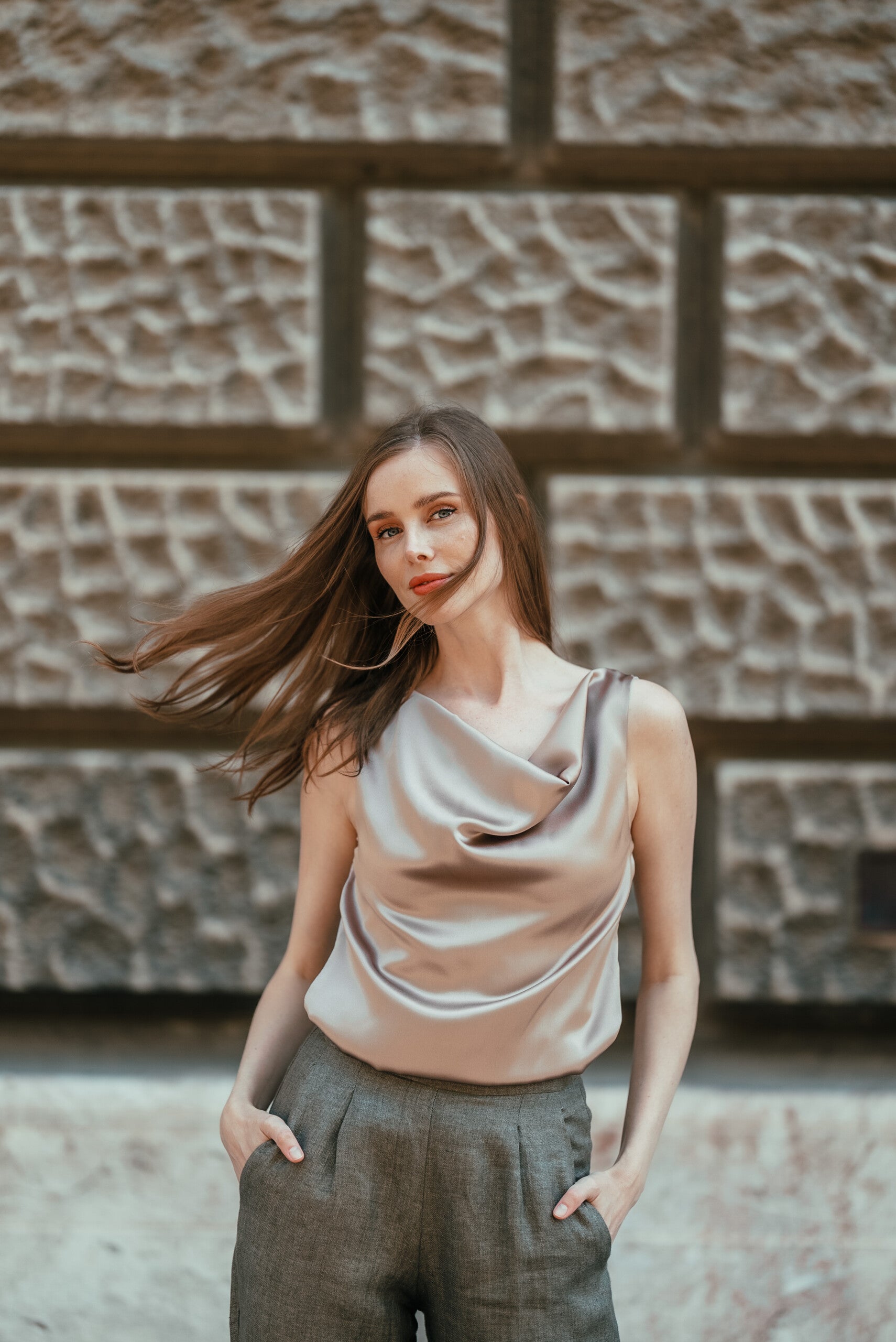 Rb Silk Blouse Beige2