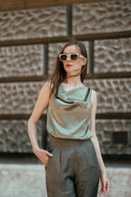 Rb Silk Blouse Green1