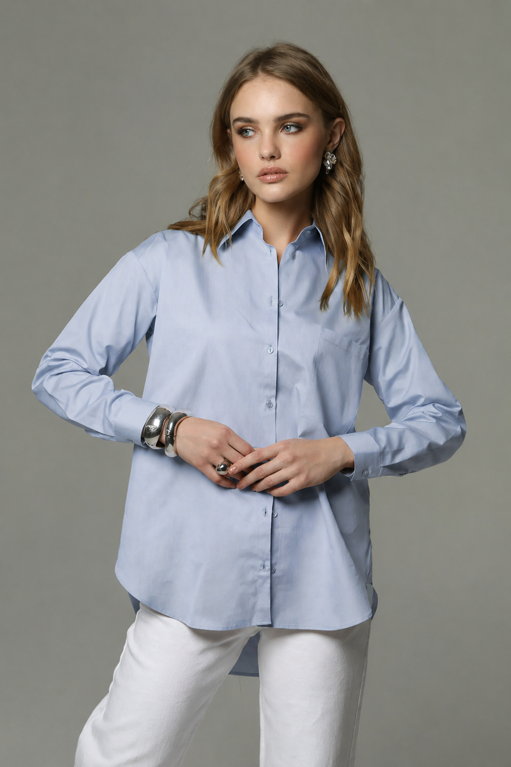 Rea Light Blue Regular-Fit Cotton Shirt 1