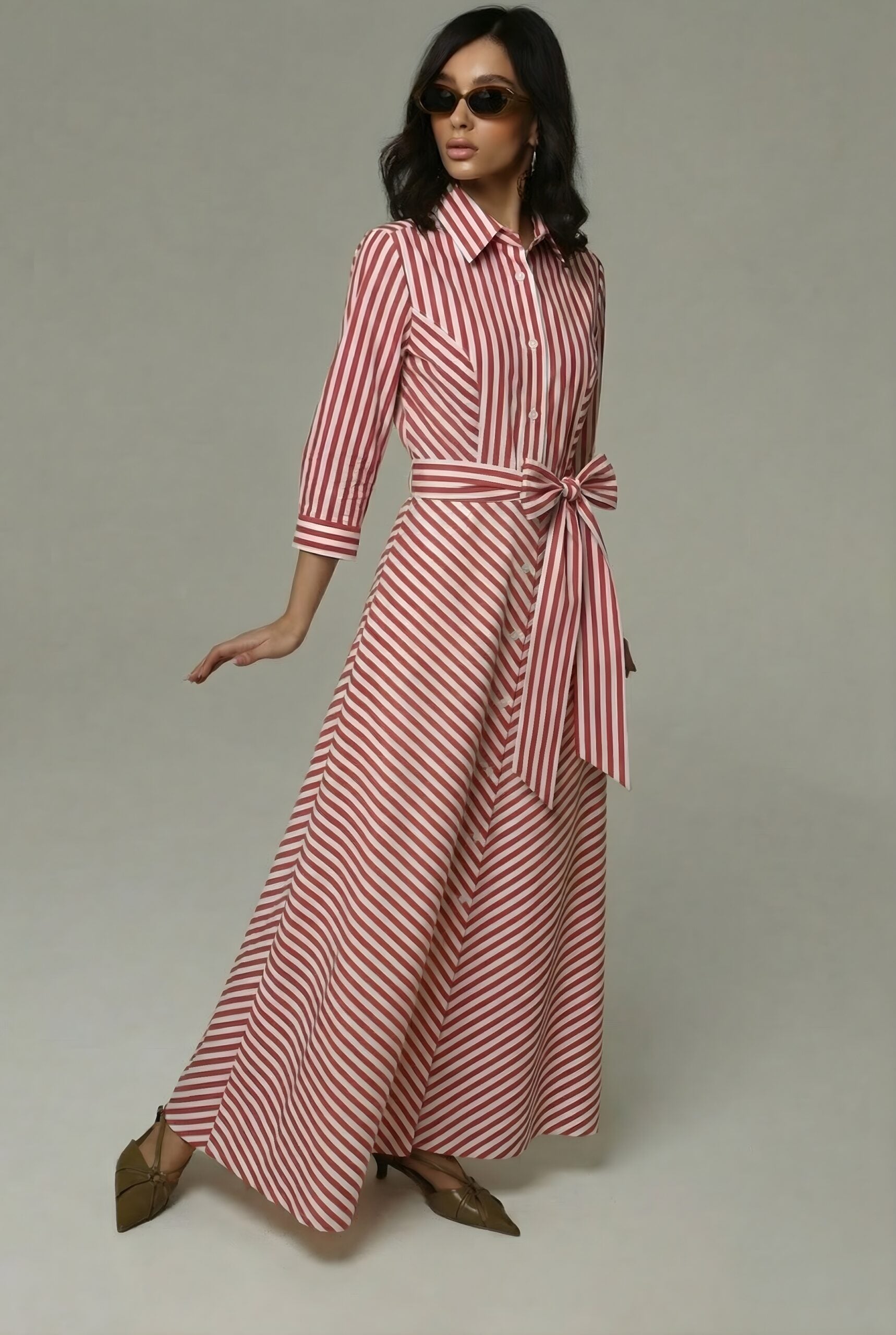 Striped Maxi Dress in Red and White