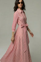 Red Stripe Dress Duga Prugasta Crvena Haljina 2
