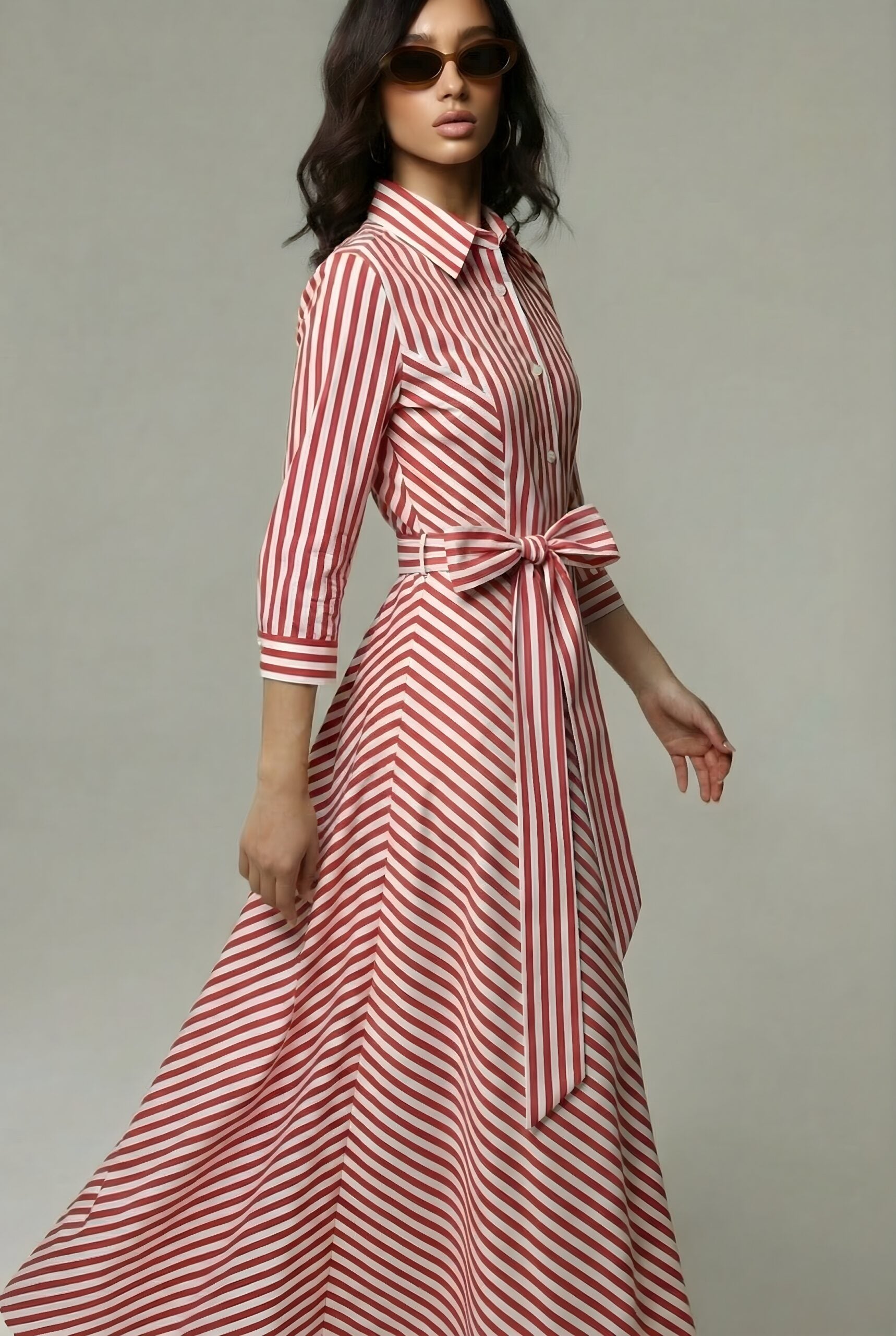 Red Stripe Dress Duga Prugasta Crvena Haljina 2