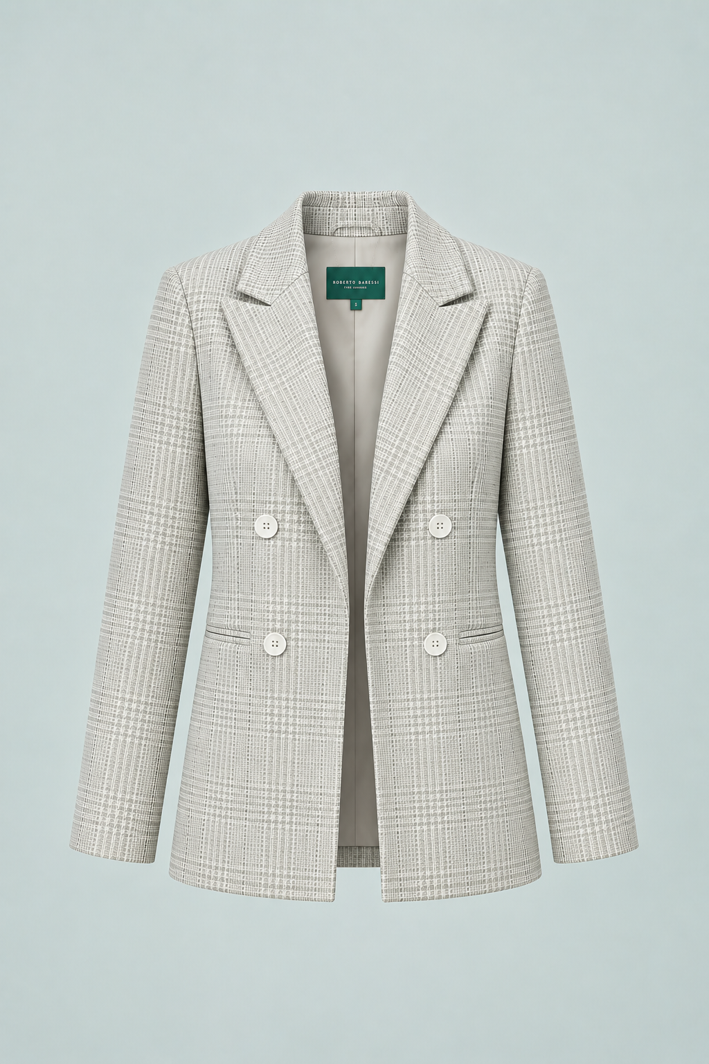 Roma Beige-Grey Check Wool Blazer 1