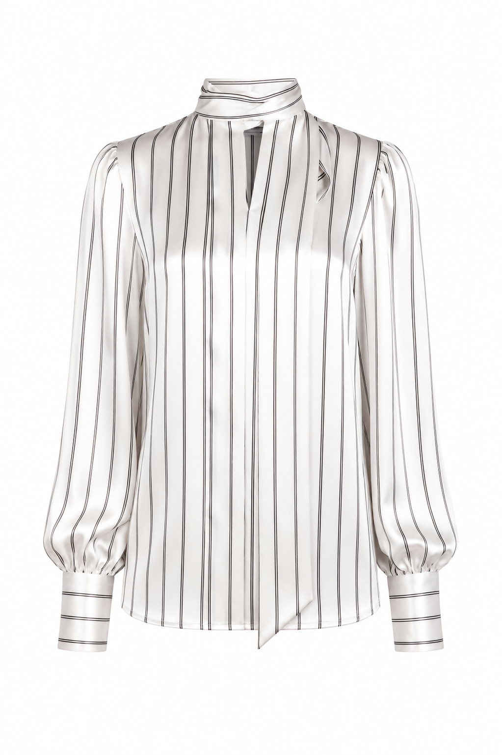 Vespera White Striped Silk Blouse 1