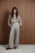 Wool Beige Pants Bež Vunene ženske Pantalone 2
