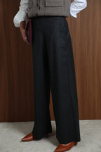Wool Dark Gray Tamno Sive Vunene ženske Pantalone 1