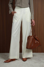 Wool White Pants ženske Bele Vunene Pantalone 1